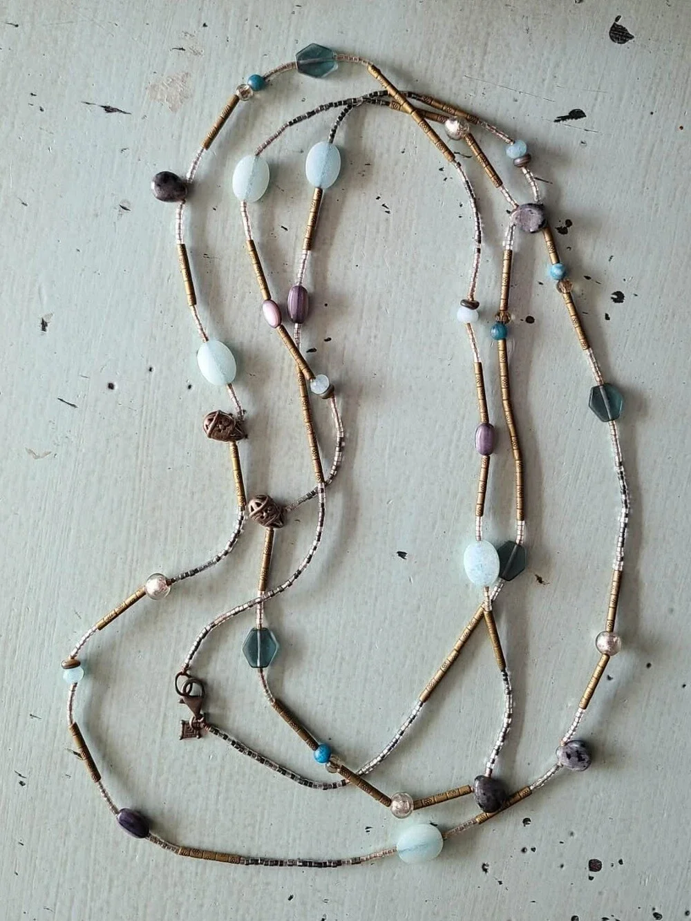 Silpada 60in Multi Colored Beads And Stones Long Wrap  Necklace
